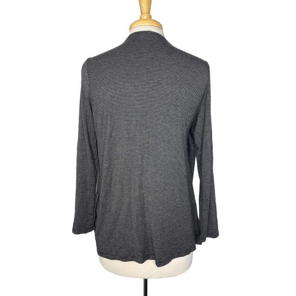 HABITAT CLOTHES TO LIVE IN Gray Black Stripe Rayon Knit Draped Cardigan Small - Picture 3 of 12